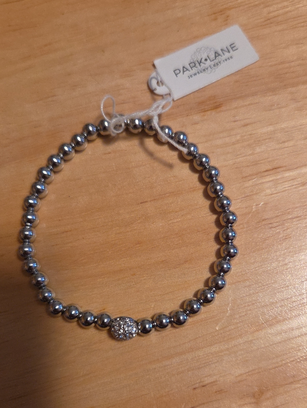 Park Lane Mars Silver-Tone Beaded Bracelet with Crystal Pavé Accent